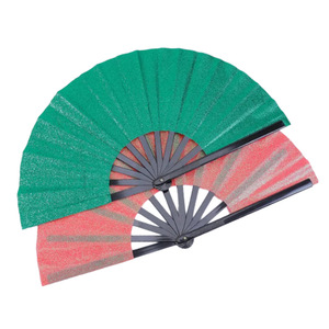 Éventail pliant en plastique peint, couleur unie, grand format, idéal pour le bricolage, best-seller, cadeau de danse et de kung-fu, avec paillettes - Product Image 4
