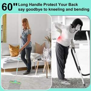 Lüks özel 3-in-1 Pet saç çıkarıcı süpürge kullanımlık 60 \ "kediler için ayarlanabilir uzun saplı halı tırmık paslanmaz çelik kauçuk - Product Image 5