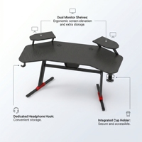 Wholesale Wooden Gaming Computer Desk with Large Desktop Dual Shelves Cup Holder & Extendable Design