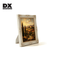 Cadre photo DX Designs 4x6 5x7 8x10 pouces, style baroque floral en relief, cadre photo en bois MDF blanc vintage orné pour la décoration de la maison