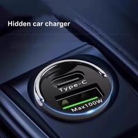 Unsichtbares Autoladegerät, Superschnelles Autoladegerät für Smartphone Tablet Laptop Auto 2-in-1 Mobiltelefon-Ladegerät