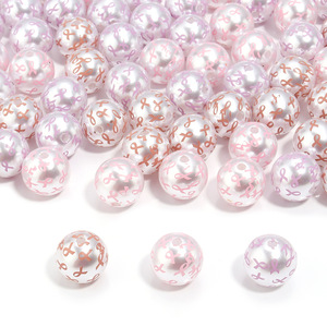 16mm Imitation Perle Fleur Impression Dessin Animé Symbole Perles Rondes Diy Téléphone Mobile Chaîne Pendentif Bijoux - Product Image 5