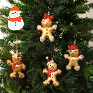 Nouveaux pendentifs décoratifs de Noël transfrontaliers en rouge et or, flocons de neige électroplaqués, cerfs en plastique, ornement de style euro-américain - Product Image 3
