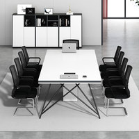 Table de réunion simple et moderne, pliable, modulaire, en bois, bureau compact, table longue pour 6/8/10/12 personnes, usage commercial/formation/bureau