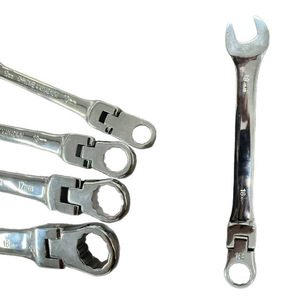 Jeu de clés à douille à double usage, 12 pièces, métriques, 8-19 mm, réglables, à cliquet, chromées, kit d'outils de réparation automobile - Product Image 4
