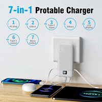Batería Externa Portátil Delgada de 10000mAh con Carga Rápida de 22.5W, Enchufe de Pared AC, Mini Banco de Energía USB