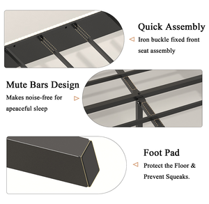 Lit plateforme King Size, cadre de lit en bois avec station de charge, aucun sommier tapissier nécessaire - Product Image 4