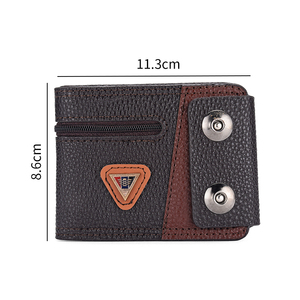 <span class=keywords><strong>Portafoglio</strong></span> da <span class=keywords><strong>uomo</strong></span> con <span class=keywords><strong>cerniera</strong></span> a doppio pulsante con Logo personalizzato, <span class=keywords><strong>portafoglio</strong></span> pieghevole alla moda - Product Image 5