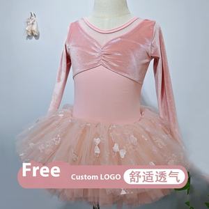 Precio al por mayor Maillot <span class=keywords><strong>de</strong></span> ballet <span class=keywords><strong>de</strong></span> terciopelo <span class=keywords><strong>de</strong></span> manga larga para niñas con lazo, ropa <span class=keywords><strong>de</strong></span> actuación para niños - Product Image 5