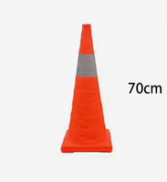 Cône de signalisation pliable et rétractable avec bandes réfléchissantes