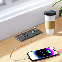 Einbau-Möbelsteckdosenleiste mit USB-A- und USB-C-Anschlüssen, Flächenbündige Tischsteckdose für Gewerbliche Büronutzung