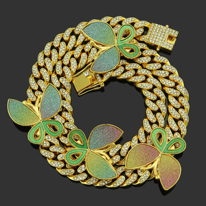 Collar de Mariposa de Aleación con Diseño Simple y Personalizable, Cadena Cubana, Estilo Hiphop, Joyería de Moda al por Mayor, ¡Venta Caliente! - Product Image 1