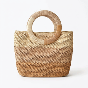 Bolso de Mano de Rafia para Mujer, Estilo Bohemio, con Patrón Geométrico, Decoración de Borlas, Cierre de Cremallera, Correa de Hombro Informal, Gran Capacidad, para Uso Diario, de Algodón - Product Image 2