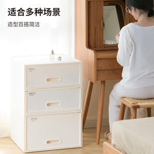 Tiroir de rangement en plastique rectangulaire blanc laiteux pour vêtements, type autoportant, 1 niveau - Product Image 4