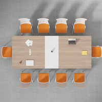 Table de conférence nordique longue, minimaliste, moderne, résistante aux taches et à la saleté, avec boîte de jonction filaire, pour bureau, école, en MDF