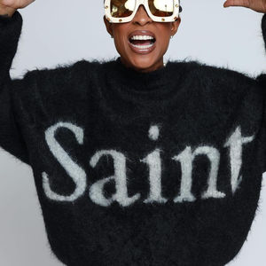 Maglioncino con scollo rotondo in Jacquard con scritta <span class=keywords><strong>firmata</strong></span> maglioncino in Mohair da <span class=keywords><strong>donna</strong></span> - Product Image 4