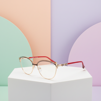Gafas Ópticas de Metal Transparente Laminado PT12601, Monturas Ópticas de Diseño Único