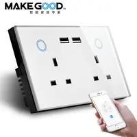 MAKEGOOD 147mm * 86mm kompatibel mit Alexa und Google Home Power Metering Functioon Tuya App SMART UK Doppel-USB-Buchse