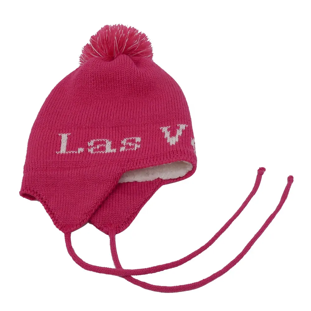 Cálidos gorros de invierno para niños, gorro de punto jacquard con solapa para las orejas, logo personalizado, novedad