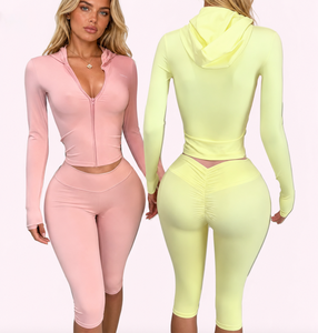 Completo da Donna 2 Pezzi Y2K 2026: Giacca e Leggings Casual Estivi, Top Corto e Leggings per Loungewear - Product Image 1