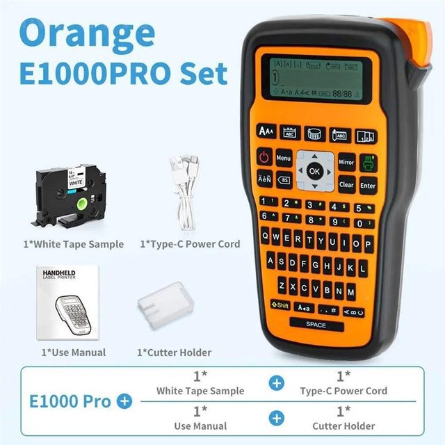 E1000 Pro Portable Label Printer Keyboard Label Maker Handheld Industrial Label Machine for Industrial/Cable