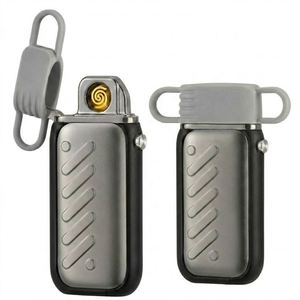 Briquet USB Électronique Coupe-Vent Sans Flamme Style Pod Metal Gear avec Trou pour Lanière pour Fumeurs - Product Image 4