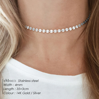 Collier ras du cou EMANCO en acier inoxydable couleur argent 4 mm pour femmes, colliers esthétiques coréens, bijoux pour meilleures amies