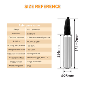 IP68 Paslanmaz Çelik Problu Dalgıç Sıvı Seviye Sensörü |   Rezervuar ve Dizel Tank Seviye İzleme için Hidrostatik Tip - Product Image 3