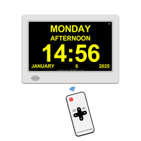 Affichage LCD Jour Date Heure Démence Horloges 7 Pouces Calendrier Numérique Horloge avec 24 Alarmes Carte SD pour Personnes Âgées Perte de Mémoire