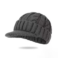 Topi Rajut Pria Pelindung Telinga Warna Solid Topi Penutup Telinga Pinggiran Pendek Hangat Musim Gugur Musim Dingin Topi Bisbol Ski Bersepeda Luar Ruangan