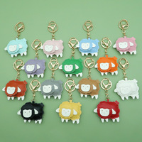 Porte-clés en cuir PU mignon en forme de mouton, pendentif animal de dessin animé, porte-clés de voiture 3D en forme de mouton, breloques de sac de créateur, vente en gros