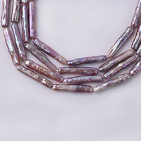 Perles naturelles d'eau douce baroques lavande en forme de bâtonnet, 4-5x25-26mm, percées au centre, perles lâches pour bijoux DIY