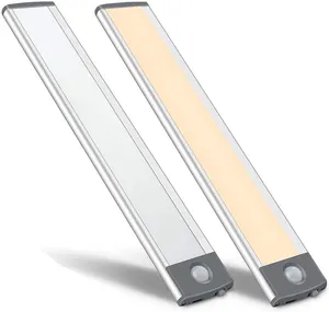 Lâmpada noturna com sensor de movimento magnético recarregável USB para guarda-roupa, luz sob luzes LED para gabinete