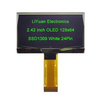 Écran lcd oled 2.42 "2.4x64/128x64 cm, 24 broches, résolution 128x64mm, blanc/jaune, SSD1309/SPD0301, FPC tip, connecteur 0.5mm