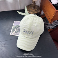 Set Topi Dad Hat Pinstripe Bordir Pria Wanita 2 Pcs Biru Lavender Katun, Dapat Diatur, Streetwear Kasual, Gaya Baru