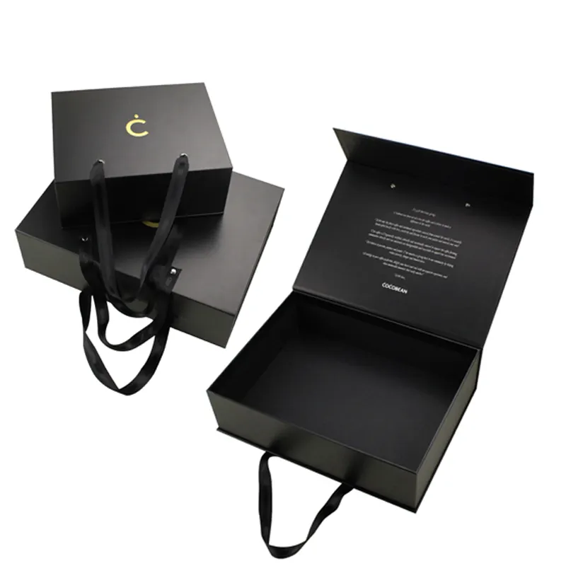 Caixa De Presente De Luxo Preto Fosco Personalizado Para Roupas/Sapatos Embalagem caixa de presente magnética Caixa De Presente Dobrável De Papel