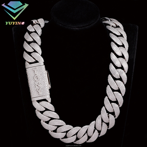 Chaîne cubaine Miami sur mesure 30 mm ultra-lourde en argent 925 plaqué or 18 carats, 5 rangs, entièrement sertie de moissanite VVS, collier Hip Hop pour homme - Product Image 1