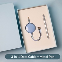 Set Speaker Nirkabel 3-in-1 Kabel Pengisi Daya USB Desain Modern Stainless Steel Termasuk Kipas Payung Botol Air Logo Kustom Hadiah