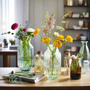 Contemporary Vintage Embossed Large Crystal Hydroponic Tabletop <b>Vase</b> for Flower Arrangement and Anniversary <b>Decor</b> - Product Image 4