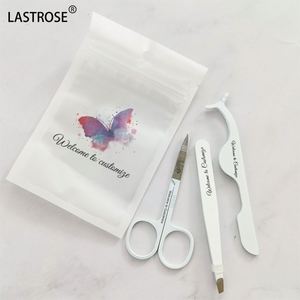 Private Label Stainless Steel Eyelash Applicators Slanted Eyebrow Tweezer Eyebrow Scissors Sets Private logo False Lashes <b>Tools</b> - Product Image 5