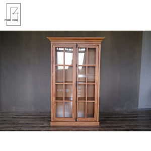 Libreria per porte in vetro di quercia naturale a battente in stile francese per mobili per la casa all'ingrosso - Product Image 5