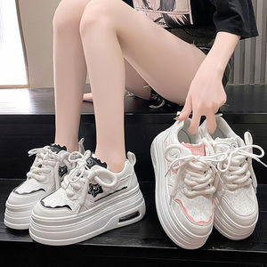 ashion White <b>Shoes</b> Womens 2025 Spring New Casual <b>Height</b> <b>Increasing</b> Platform Small Student Niche Board26 - Product Image 1