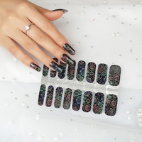 Autocollants pour ongles 2D en gel véritable 100% imperméables, décoration en gros, autocollants pour ongles à paillettes couvrants