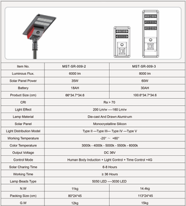 Hk Mistai 30W 60W 90W 120W 150W Luz de calle solar independiente Luces LED para exteriores Lámpara de anochecer al amanecer IP67 con control remoto OEM - Product Image 2