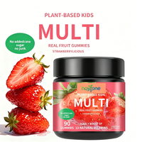 Bonbons gélifiés multivitaminés véganes pour enfants, 13 vitamines essentielles naturelles, soutien immunitaire, énergie, sans sucre, saveur fraise, 90 unités