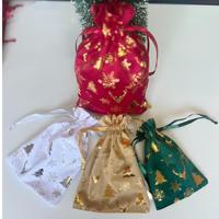 Pochette en velours à cordon pour bijoux et lunettes, sac de rangement cadeau à thème de Noël avec estampage à chaud