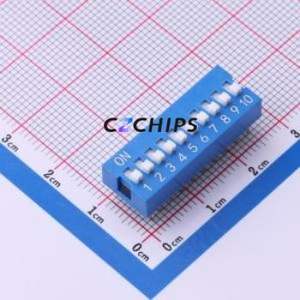 SMQS-10B-TP DIP Switch Switch ( Type: Flat Toggle, Raised Type )( Number of Switch Sections: 10 )( Lead Spacing: 2.54mm ) - Product Image 1