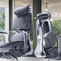 Chaise de bureau ergonomique contemporaine en maille certifiée Hbada E3 Air avec appui-tête réglable, accoudoirs 4D et siège pivotant en tissu