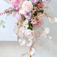 Ensemble de décoration florale en arche de roses en soie rose automne, pour décoration de mariage, de remise de diplôme, de la Saint-Valentin, fond de photographie, naturel et réel