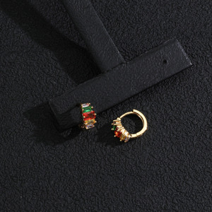 Pendientes Huggie Chapados en Oro de 18K con Cristales CZ <span class=keywords><strong>Multicolor</strong></span>, Pendientes Pequeños con Forma de Corazón y Estrella de Circonio, Broches para Oreja para Mujer, Joyería de Moda - Product Image 5